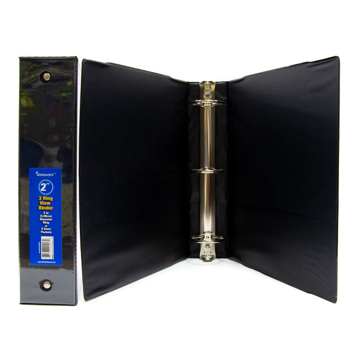 A+ Homework 2" 3-Ring Binder - Black, 2 Inside Pockets, View Cover